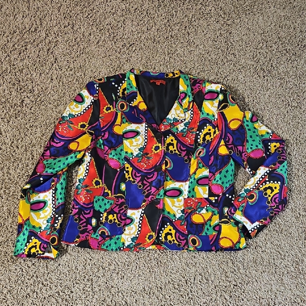 Joni B. Blazer Vintage 90s Large Jacket Colorful Maximalist Statement